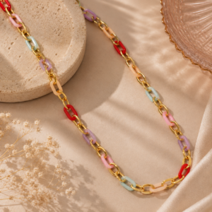 Alternative view of Collar "Rainbow Chain" en Acero Inoxidable y Chapado en Oro de 18K