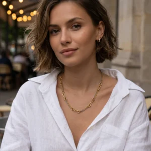 Alternative view of Collar Mix Metals "Parisienne" en Acero Inoxidable y Chapado en Oro de 18K