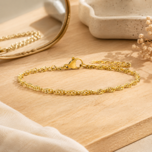 Pulsera Minimalista Stackable en Acero Inosidable y Chapado en Oro