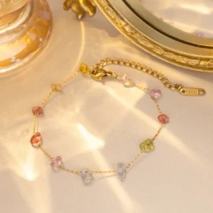 Pulsera "Cotton Candy" con Piedras Naturales en Acero Inoxidable de Titanio