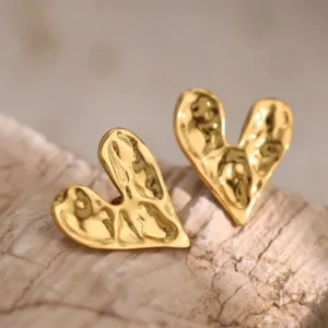 Alternative view of Aretes "HEART BEAT" en Acero Inoxidable y Chapado en Oro