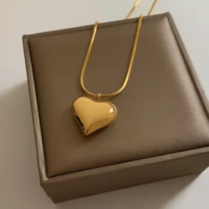 Collar “Coeur” en Acero Inoxidable y Chapado en Oro de 18K