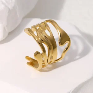 Anillo "Painting"en Acero Inoxidable y Chapado en Oro de 18K