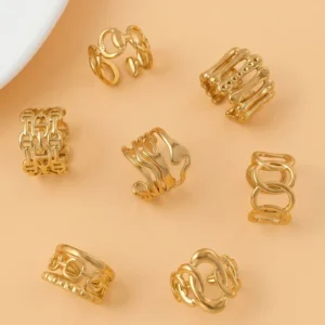 Alternative view of Anillo "Painting"en Acero Inoxidable y Chapado en Oro de 18K