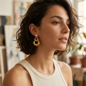 Aretes "Cake"en Acero Inoxidable Dorado