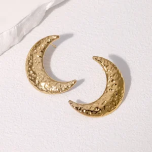 Aretes "Golden Moonlight"en Acero Inoxidable y Chapado en Oro de 18K