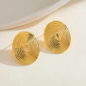 Aretes "Shield"en Acero Inoxidable y Chapado en Oro de 18K