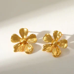 Aretes "Love me-Love me not" de Acero Inoxidable y Chapado en Oro de 18K