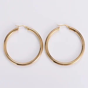Arracadas Circulares de 40mm en Acero Inoxidable y Chapado en Oro de 18K