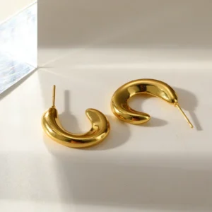 Aretes"Columpio"en Acero Inoxidable y Chapado en Oro de 18K