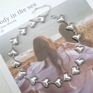 Alternative view of Collar "Silver Hearts"en Acero Inoxidable Color Plata