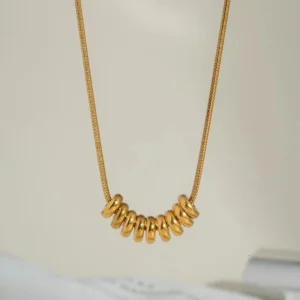 Collar "Secuencia" en Acero Inoxidable y Chapado en Oro de 18K