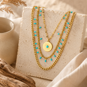 Collar "Nile" en Acero Inoxidable y Chapado en Oro de 18K