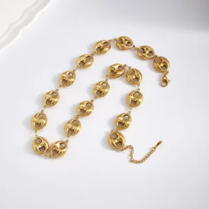 Collar "Buttons"en Acero Inoxidable y Chapado en Oro de 18K