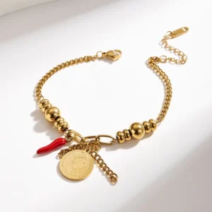 Pulsera "Chilli" en Acero Inoxidable y Chapado en Oro de 18K
