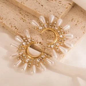 Aretes Statement “Moon Shine” en Acero Inoxidable Dorado
