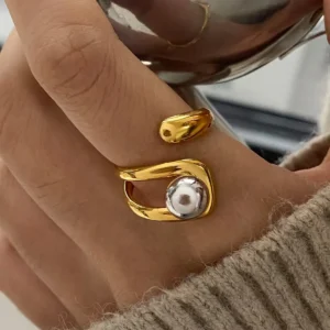 Anillo “Corda” Mixed Metal en Acero Inoxidable y Chapado en Oro de 18K
