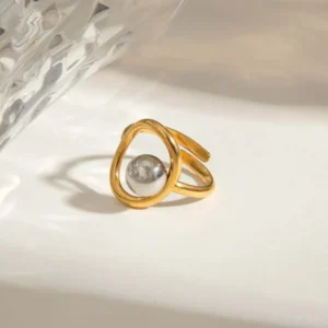 Anillo “Orbitae”Mixed Metals en Acero Inoxidable y Chapado en Oro de 18K