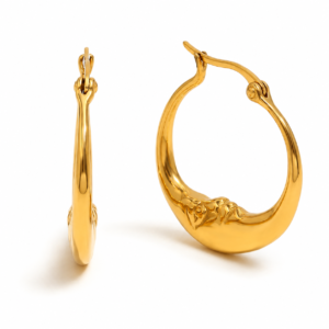 Arracadas “Luna” en Acero Inoxidable y Chapadas en Oro de 18K