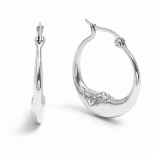 Arracadas“Luna” en Color Plata de Acero Inoxidable y Chapadas en Oro de 18K