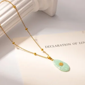Collar “Áurea” con Piedras Naturales en Acero Inoxidable de Titanio