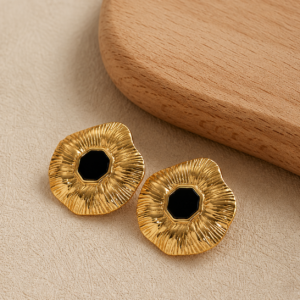 Aretes “Mushroom” en Acero Inoxidable Dorado