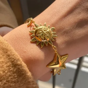 Pulsera “Firmamento” en Acero Inoxidable de Titanio y Chapada en Oro