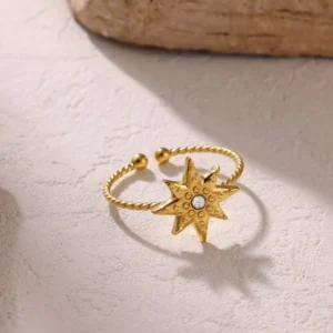 Anillo “Northern Star” en Acero Inoxidable y Chapado en Oro de 18K