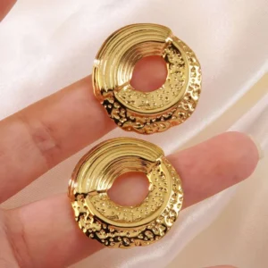 Alternative view of Aretes “Dona” en Acero Inoxidable Dorado