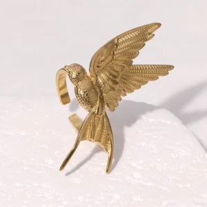 Anillo “Vuelo” en Acero Inoxidable de Titanio y Chapado en Oro de 18K