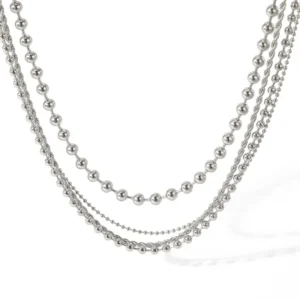 Collar Multicadena (4) “Lora” en Acero Inoxidable Color Plata