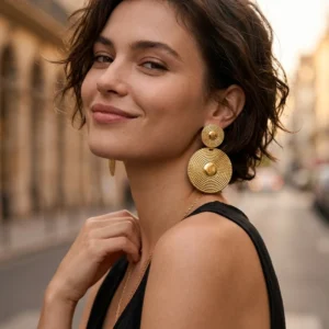 Aretes “Orbis” en Acero Inoxidable y Chapados en Oro de 18K