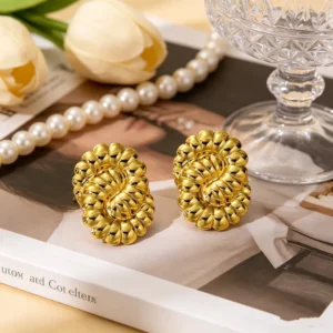 Alternative view of Aretes “Noeud” en Acero Inoxidable Dorado