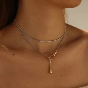 Collar “Double Game” Mixed Metal en Acero Inoxidable y Chapado en Oro de 18K