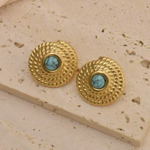 Alternative view of Aretes “Celina” en Acero Inoxidable Dorado