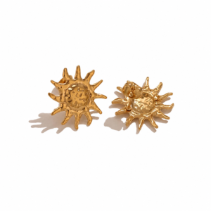 Alternative view of Aretes Stud “Sun Flower” en Acero Inoxidable Dorado