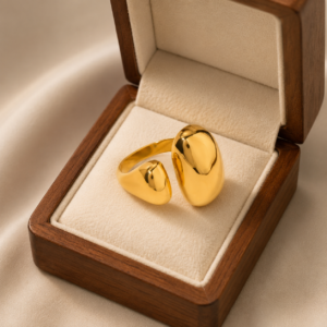 Anillo “Milano” en Acero Inoxidable y Chapado en Oro de 18K