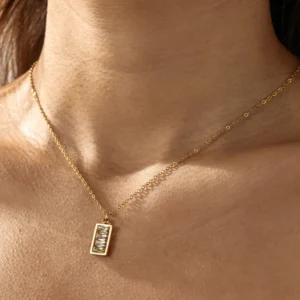 Collar “Signum” con Zirconia en Acero Inoxidable y Chapado en Oro de 18K