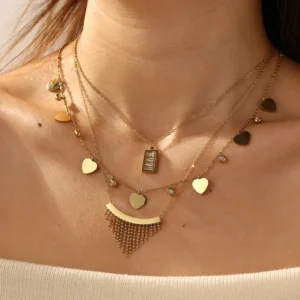 Alternative view of Collar “Light and Love” en Acero Inoxidable y Chapado en Oro de 18K