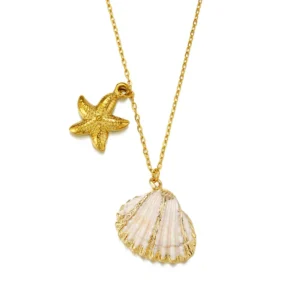 Alternative view of Collar “Nerina” con Concha Natural en Acero Inoxidable Dorado