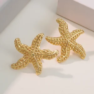 Alternative view of Aretes “Marea” en Acero Inoxidable Dorado