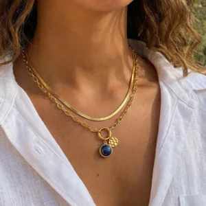 Collar de cadena Doble “Vera” en Acero Inoxidable y Chapado en Oro de 18K