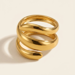 Anillo “Spora” en Acero Inoxidable y Chapado en Oro de 18K