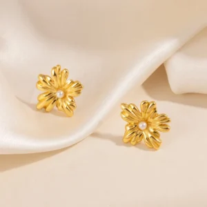 Aretes “Serena” en Acero Inoxidable Dorado