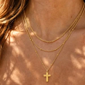 Collar Multicadena “Devotion” en Acero Inoxidable y Chapado en Oro de 18K
