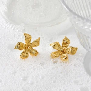 Aretes "Orchid" en Acero inoxidable Dorado