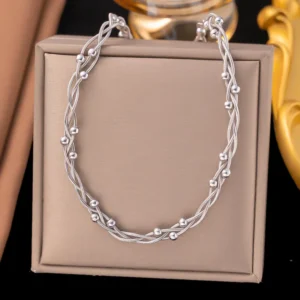 Collar "Silver Braids"en Acero Inoxidable y Chapado en Oro