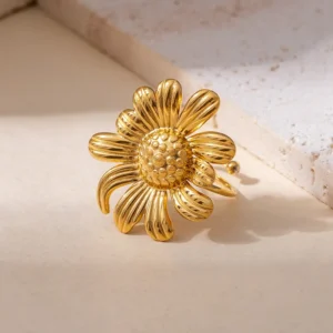 Anillo "SunFlower" en Acero Inoxidable de Titanio