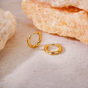 Arracadas Circulares Mini en Acero Inoxidable y Chapado en Oro de 18K