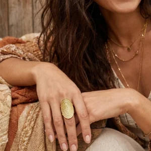 Alternative view of Anillo “Ancient” en Acero Inoxidable y Chapado en Oro de 14K